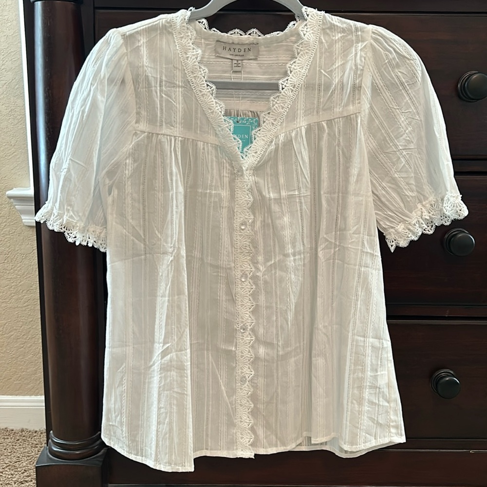 NWT white button down top